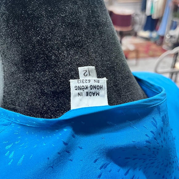 Elegant Vintage 1960’s Silk size 14 Blue Women's wrap Dress - Picture 8 of 8